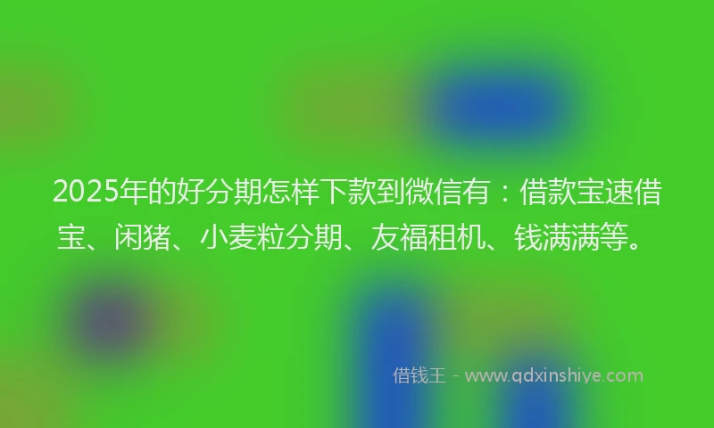 2025年的好分期怎样下款到微信有：借款宝速借宝、闲猪、小麦粒分期、友福租机、钱满满等。