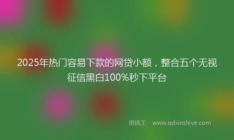 2025年热门容易下款的网贷小额，整合五个无视征信黑白100%秒下平台