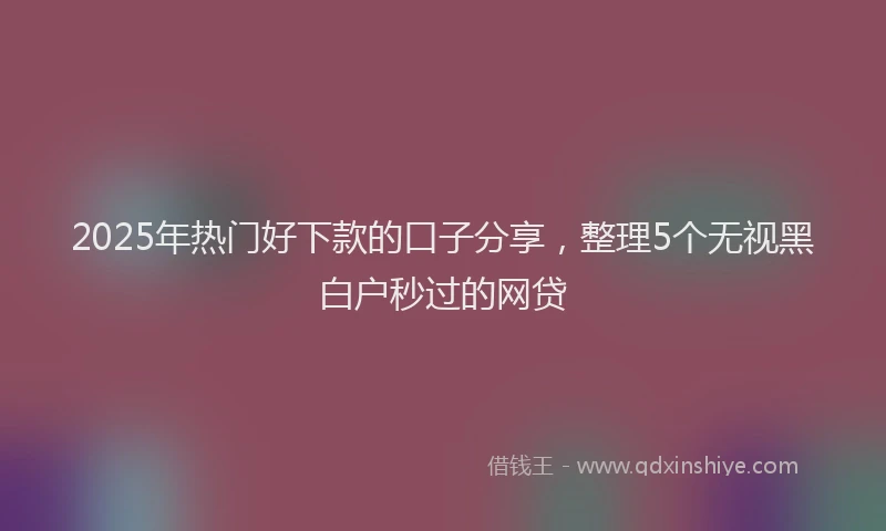 2025年热门好下款的口子分享，整理5个无视黑白户秒过的网贷