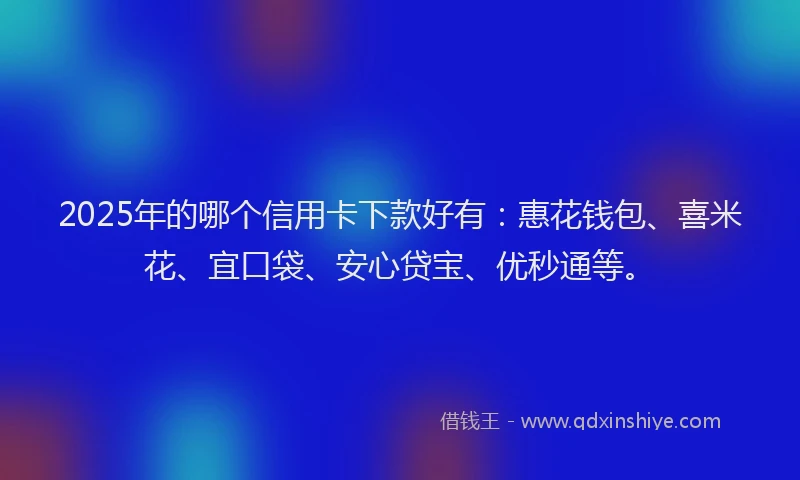 2025年的哪个信用卡下款好有：惠花钱包、喜米花、宜口袋、安心贷宝、优秒通等。