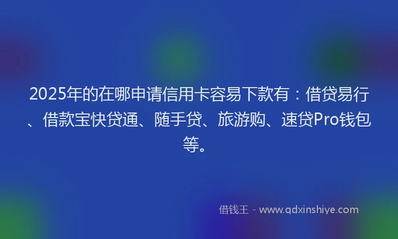 2025年的在哪申请信用卡容易下款有：借贷易行、借款宝快贷通、随手贷、旅游购、速贷Pro钱包等。