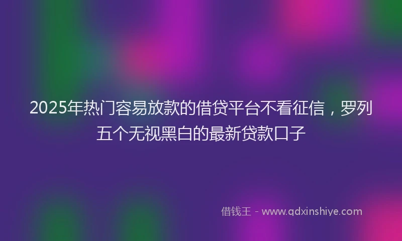 2025年热门容易放款的借贷平台不看征信，罗列五个无视黑白的最新贷款口子