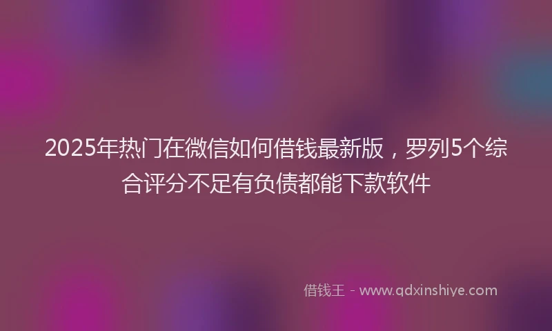 2025年热门在微信如何借钱最新版，罗列5个综合评分不足有负债都能下款软件