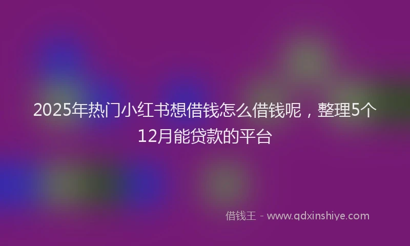 2025年热门小红书想借钱怎么借钱呢,整理5个12月能贷款的平台