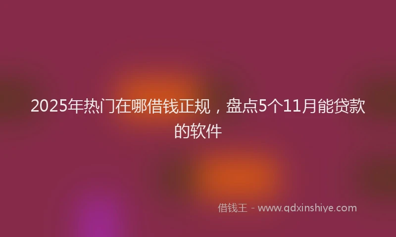 2025年热门在哪借钱正规，盘点5个11月能贷款的软件