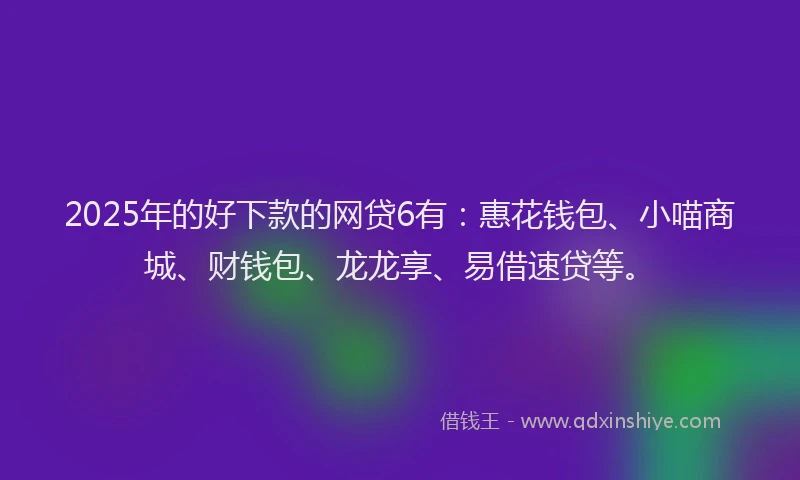 2025年的好下款的网贷6有：惠花钱包、小喵商城、财钱包、龙龙享、易借速贷等。