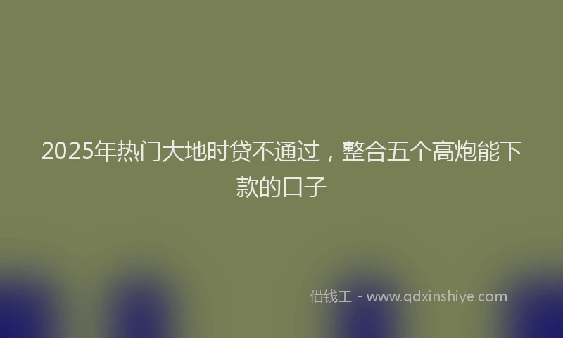 2025年热门大地时贷不通过，整合五个高炮能下款的口子
