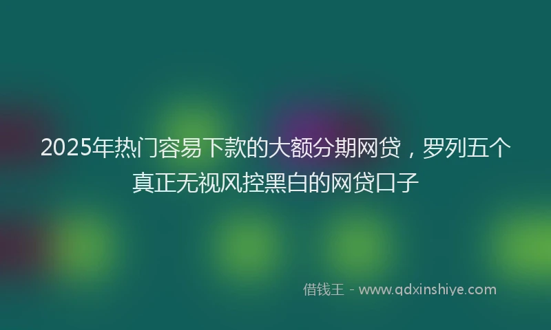 2025年热门容易下款的大额分期网贷，罗列五个真正无视风控黑白的网贷口子