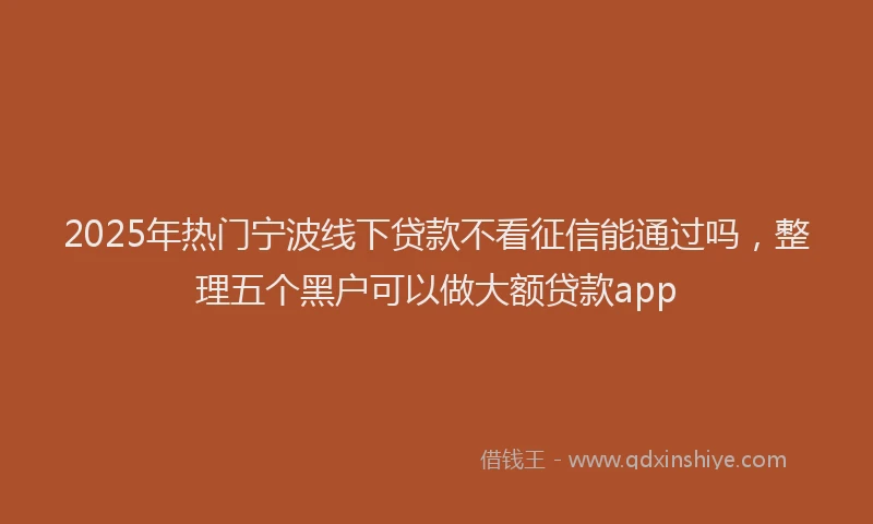 2025年热门宁波线下贷款不看征信能通过吗，整理五个黑户可以做大额贷款app