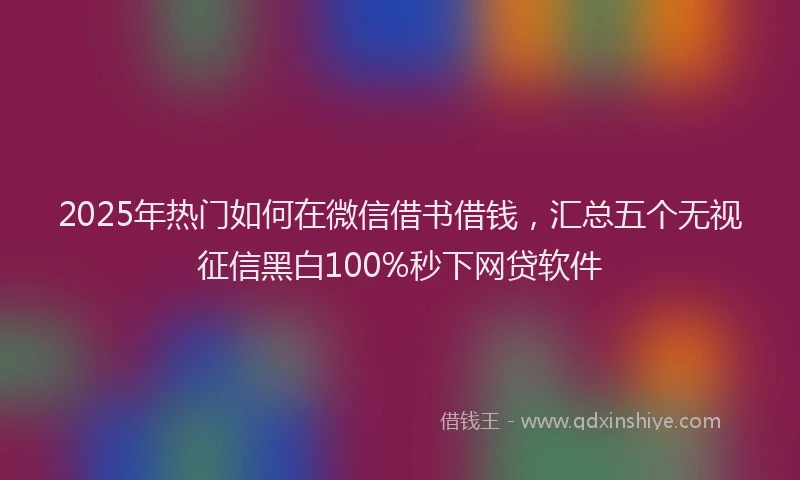 2025年热门如何在微信借书借钱，汇总五个无视征信黑白100%秒下网贷软件