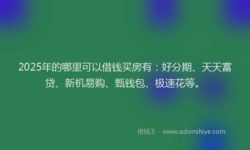 2025年的哪里可以借钱买房有：好分期、天天富贷、新机易购、甄钱包、极速花等。