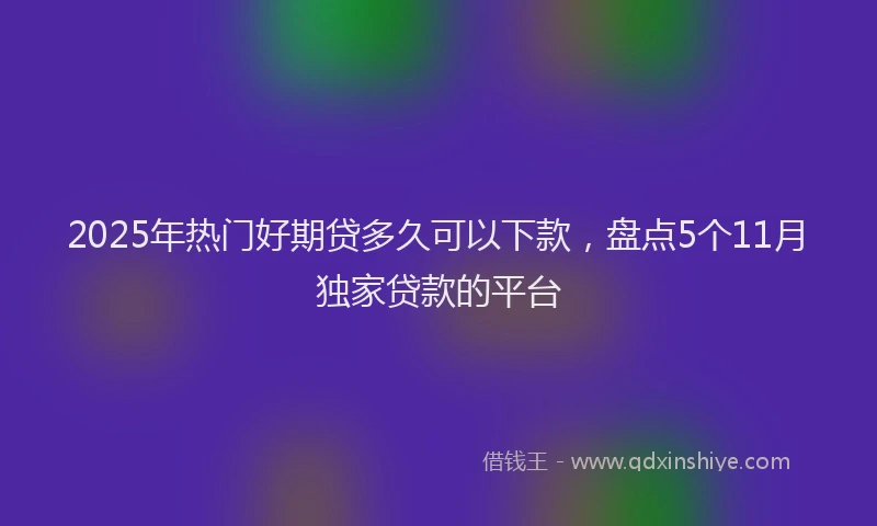 2025年热门好期贷多久可以下款，盘点5个11月独家贷款的平台