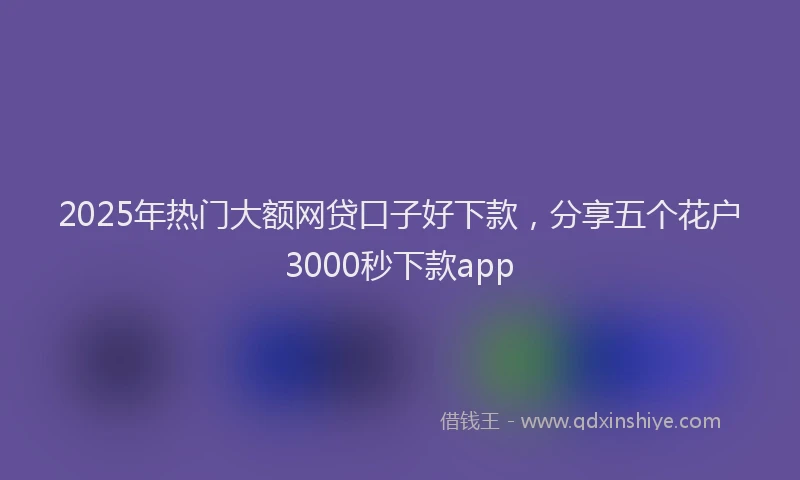 2025年热门大额网贷口子好下款，分享五个花户3000秒下款app