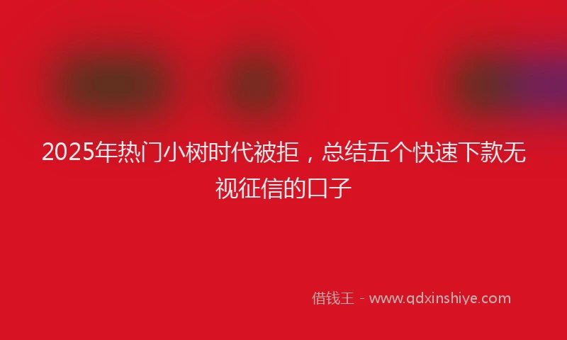 2025年热门小树时代被拒，总结五个快速下款无视征信的口子