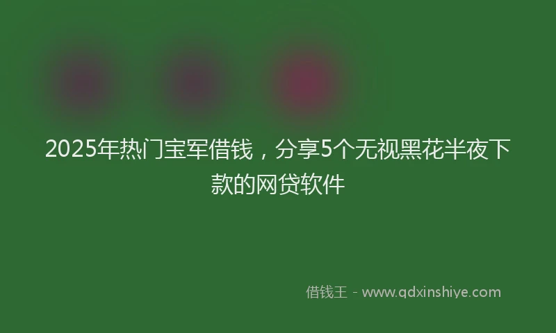 2025年热门宝军借钱，分享5个无视黑花半夜下款的网贷软件