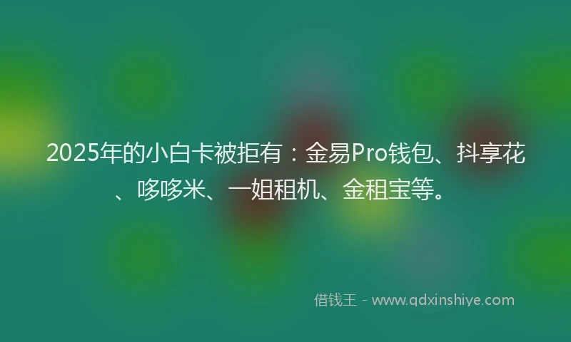 2025年的小白卡被拒有：金易Pro钱包、抖享花、哆哆米、一姐租机、金租宝等。