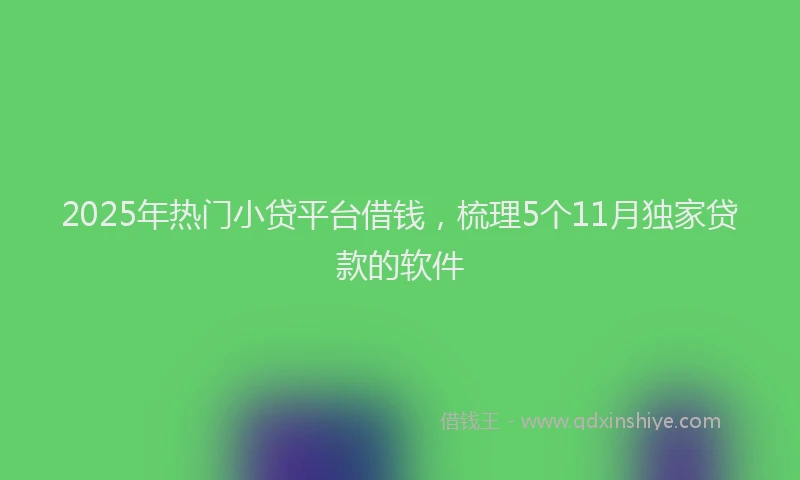 2025年热门小贷平台借钱，梳理5个11月独家贷款的软件