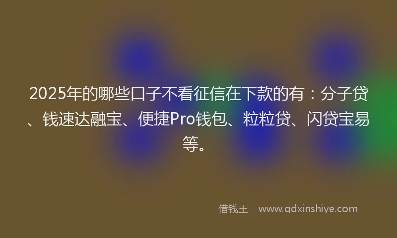 2025年的哪些口子不看征信在下款的有：分子贷、钱速达融宝、便捷Pro钱包、粒粒贷、闪贷宝易等。