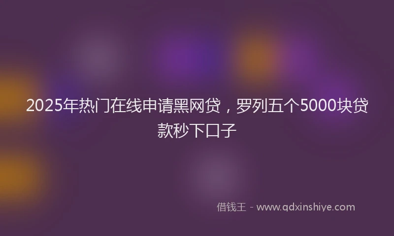 2025年热门在线申请黑网贷，罗列五个5000块贷款秒下口子