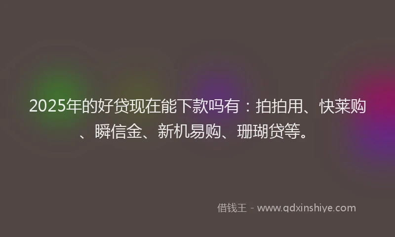2025年的好贷现在能下款吗有:拍拍用、快莱购、瞬信金、新机易购、珊瑚贷等。