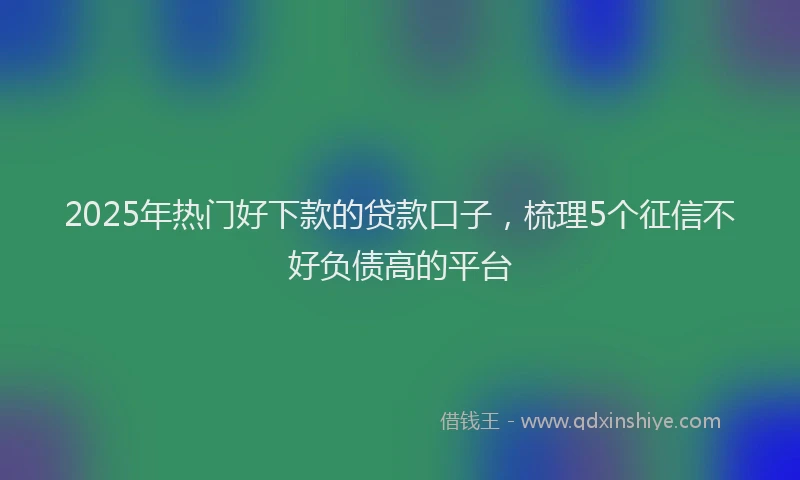 2025年热门好下款的贷款口子，梳理5个征信不好负债高的平台
