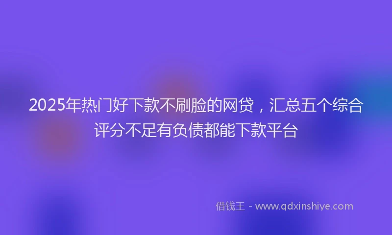 2025年热门好下款不刷脸的网贷，汇总五个综合评分不足有负债都能下款平台