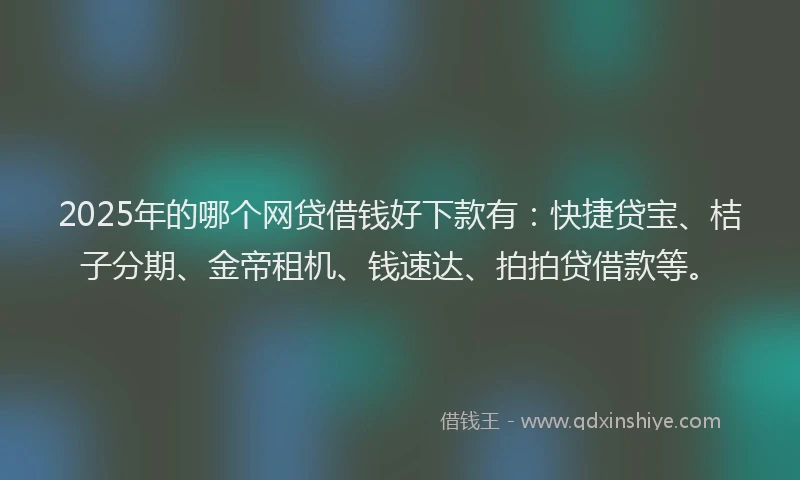 2025年的哪个网贷借钱好下款有：快捷贷宝、桔子分期、金帝租机、钱速达、拍拍贷借款等。