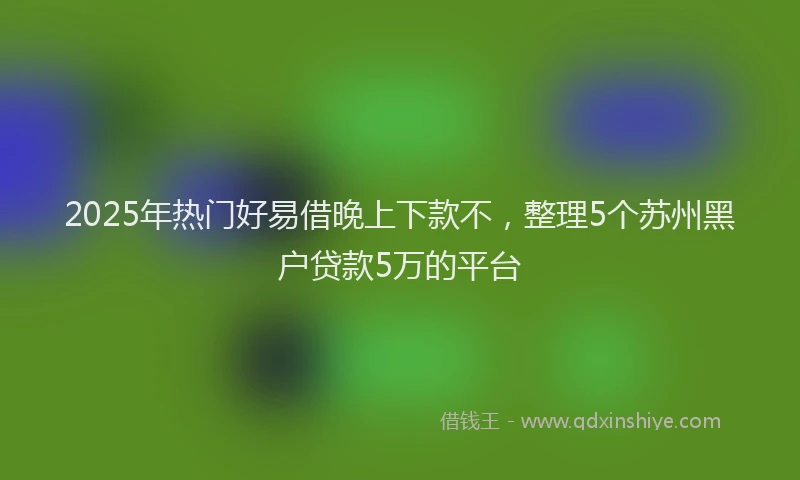 2025年热门好易借晚上下款不，整理5个苏州黑户贷款5万的平台