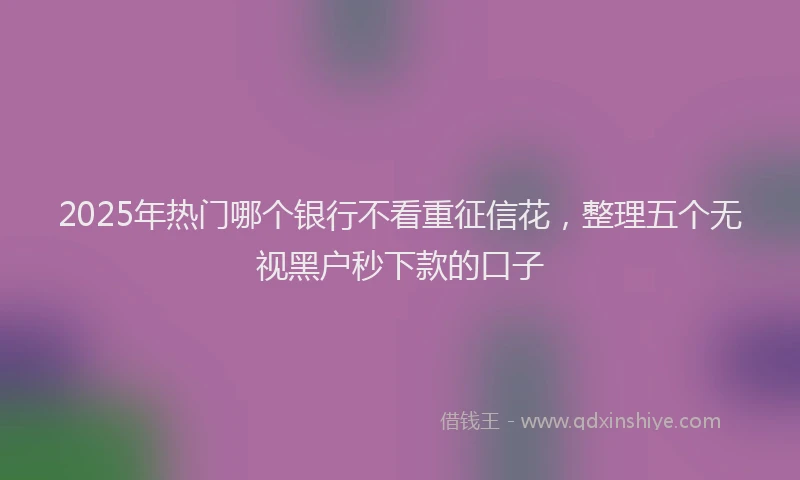 2025年热门哪个银行不看重征信花，整理五个无视黑户秒下款的口子