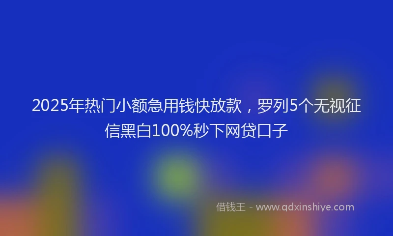 2025年热门小额急用钱快放款，罗列5个无视征信黑白100%秒下网贷口子