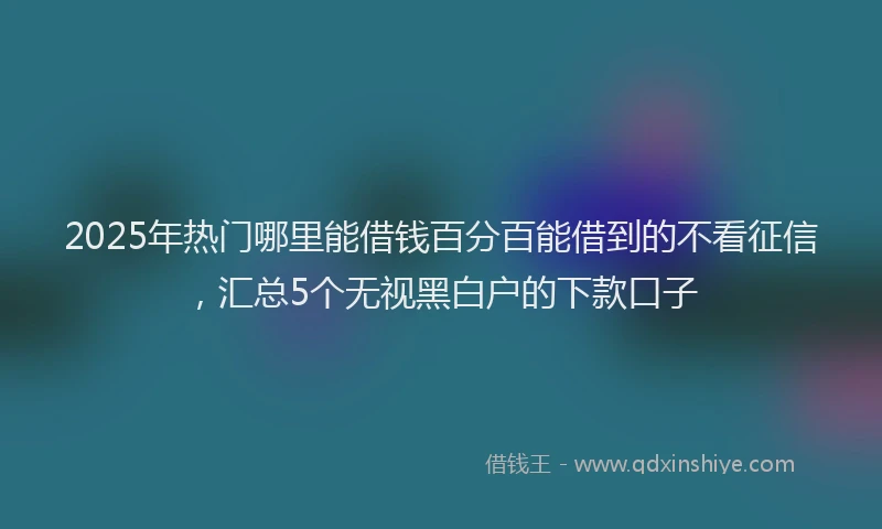 2025年热门哪里能借钱百分百能借到的不看征信，汇总5个无视黑白户的下款口子