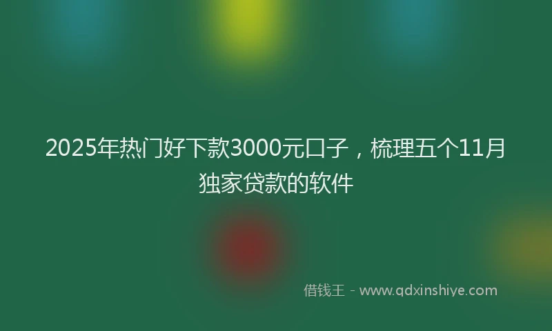 2025年热门好下款3000元口子，梳理五个11月独家贷款的软件