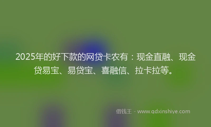 2025年的好下款的网贷卡农有：现金直融、现金贷易宝、易贷宝、喜融信、拉卡拉等。