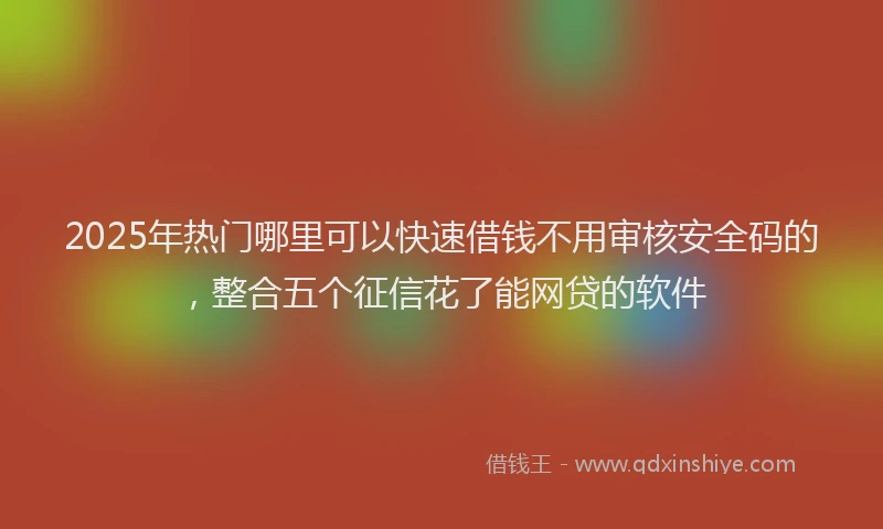 2025年热门哪里可以快速借钱不用审核安全码的，整合五个征信花了能网贷的软件