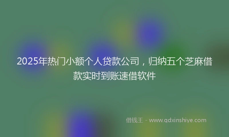 2025年热门小额个人贷款公司，归纳五个芝麻借款实时到账速借软件