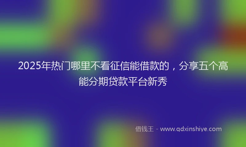 2025年热门哪里不看征信能借款的，分享五个高能分期贷款平台新秀