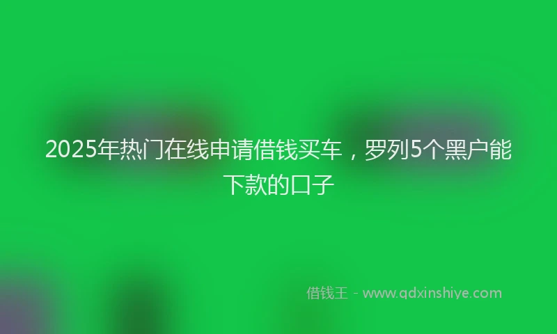 2025年热门在线申请借钱买车，罗列5个黑户能下款的口子