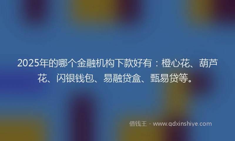 2025年的哪个金融机构下款好有：橙心花、葫芦花、闪银钱包、易融贷盒、甄易贷等。