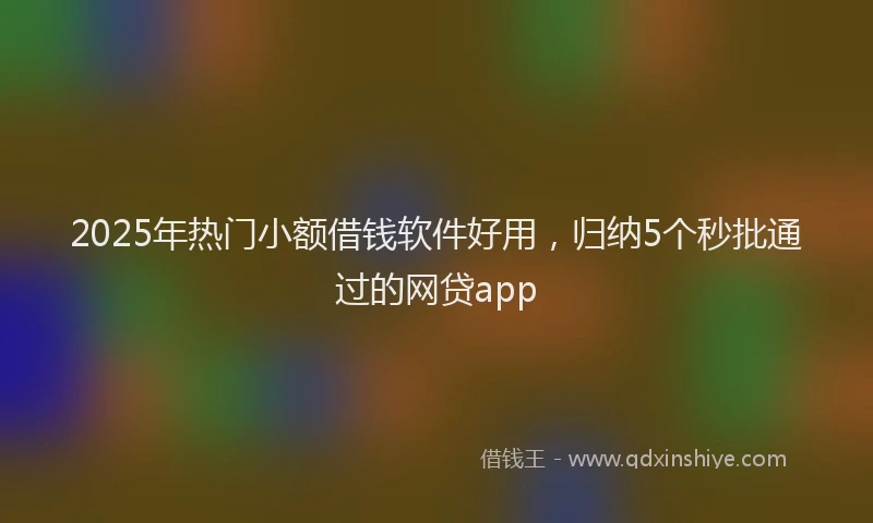 2025年热门小额借钱软件好用，归纳5个秒批通过的网贷app