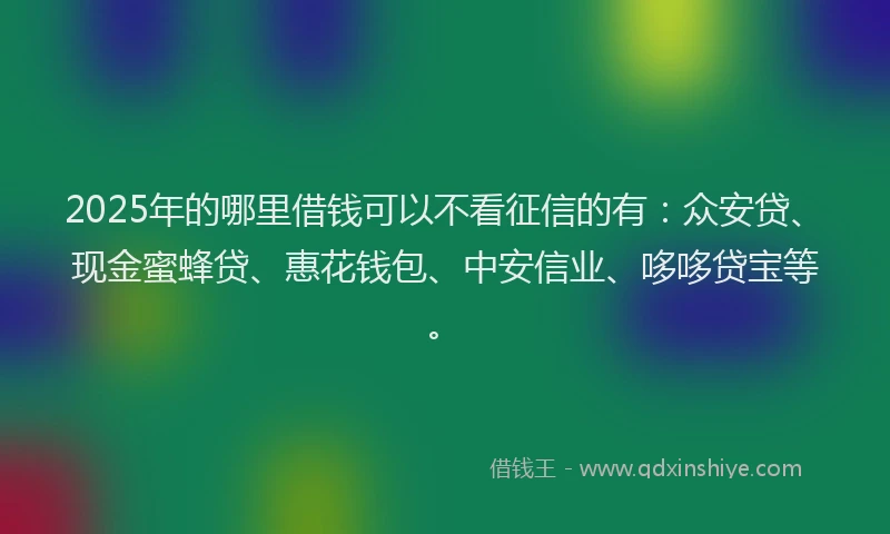 2025年的哪里借钱可以不看征信的有：众安贷、现金蜜蜂贷、惠花钱包、中安信业、哆哆贷宝等。