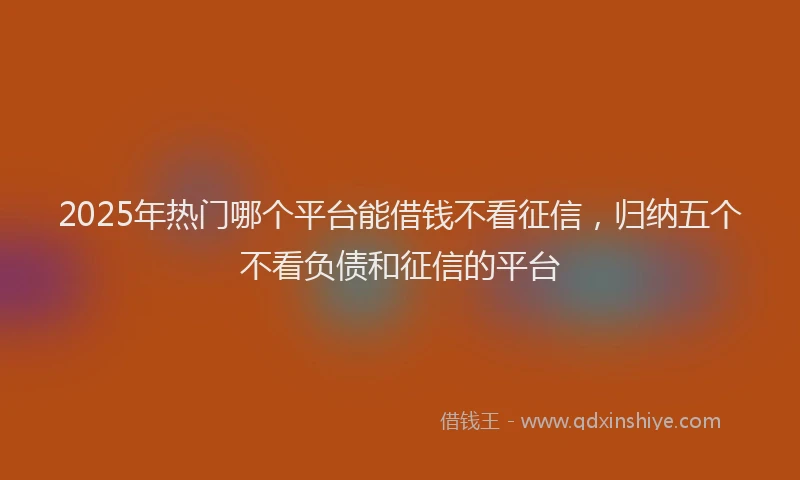 2025年热门哪个平台能借钱不看征信，归纳五个不看负债和征信的平台