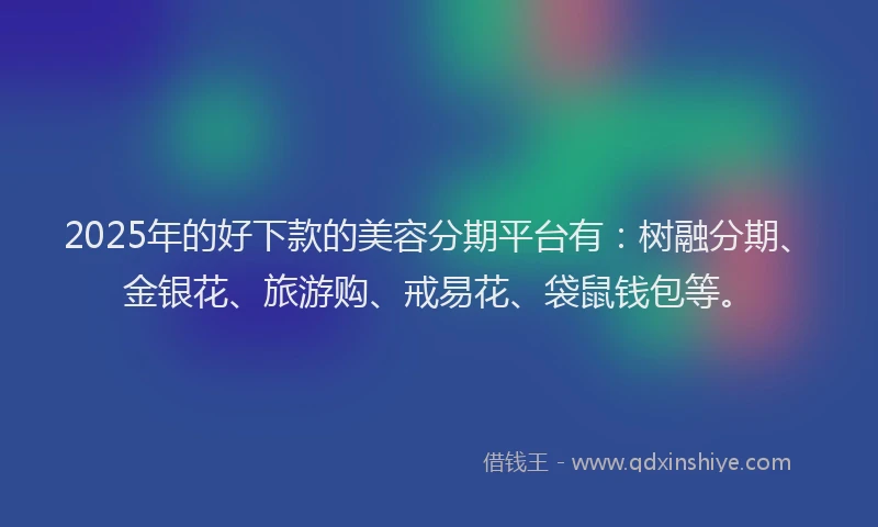 2025年的好下款的美容分期平台有：树融分期、金银花、旅游购、戒易花、袋鼠钱包等。