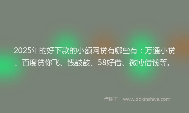 2025年的好下款的小额网贷有哪些有：万通小贷、百度贷你飞、钱鼓鼓、58好借、微博借钱等。