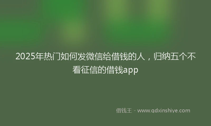 2025年热门如何发微信给借钱的人，归纳五个不看征信的借钱app