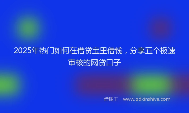 2025年热门如何在借贷宝里借钱，分享五个极速审核的网贷口子