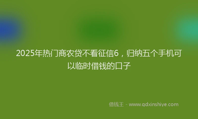 2025年热门商农贷不看征信6，归纳五个手机可以临时借钱的口子