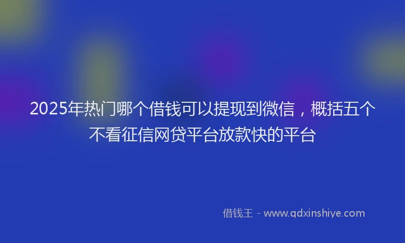 2025年热门哪个借钱可以提现到微信，概括五个不看征信网贷平台放款快的平台