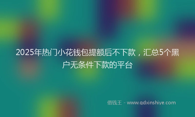 2025年热门小花钱包提额后不下款，汇总5个黑户无条件下款的平台