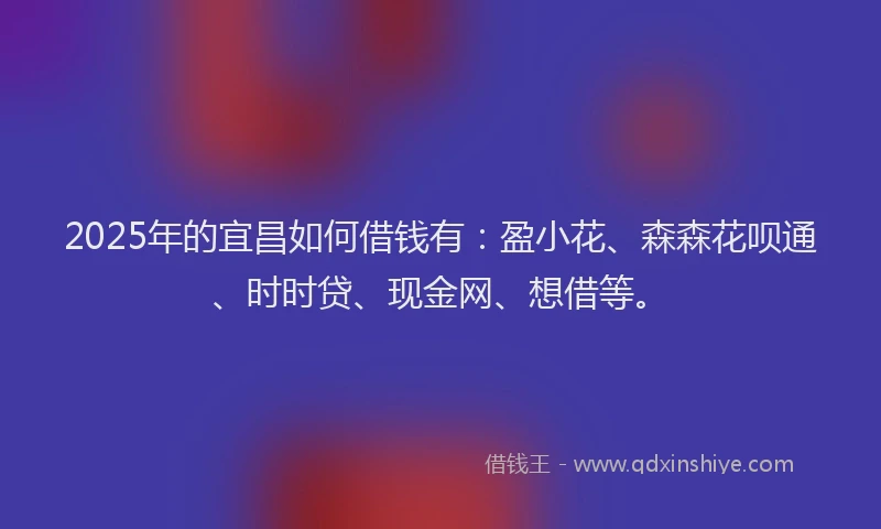 2025年的宜昌如何借钱有：盈小花、森森花呗通、时时贷、现金网、想借等。