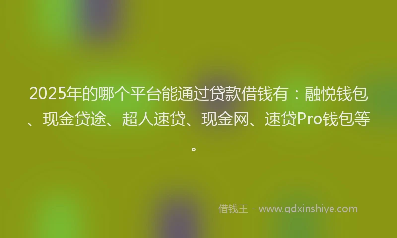 2025年的哪个平台能通过贷款借钱有：融悦钱包、现金贷途、超人速贷、现金网、速贷Pro钱包等。